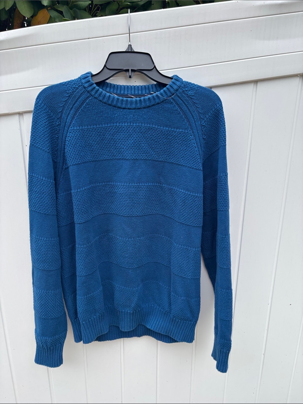 Lands' End Deep Blue Textured Crewneck Sweater - Picture 2 of 7